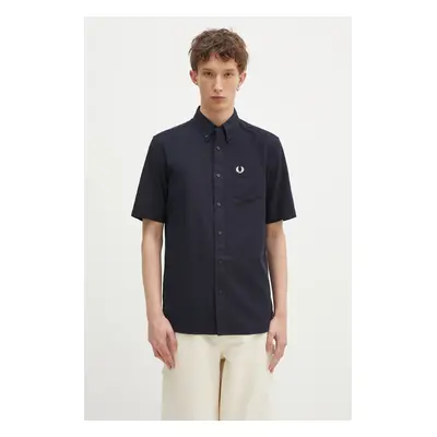 Bavlněná košile Fred Perry tmavomodrá barva, regular, s límečkem button-down, M8730.608