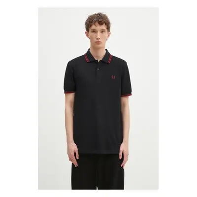 Bavlněné polo tričko Fred Perry černá barva, s aplikací, M3600.Y42