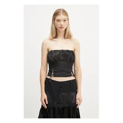 Top Andersson Bell Isla Shirred Crop Bustier černá barva, atb1190w