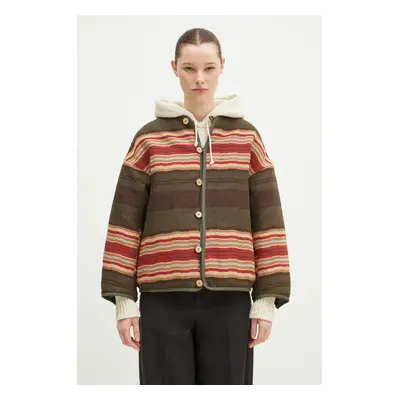 Oboustranná péřová bunda s příměsí vlny Visvim Liner Jkt Jacquard Blanket zelená barva, 32510501