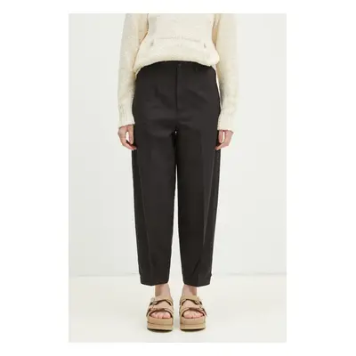 Vlněné kalhoty Visvim Jopper Pants dámské, černá barva, široké, high waist, 325105008002