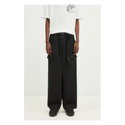 Kalhoty Y-3 Washed Twill Pant pánské, černá barva, jednoduché, JD3522