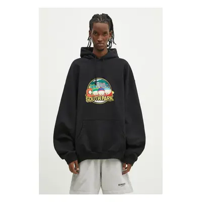 Mikina VETEMENTS Southpark Oversized pánská, černá barva, s kapucí, s potiskem, UA66HD670B