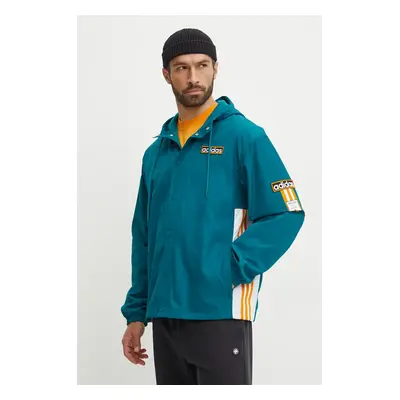 Bunda adidas Originals Adibreak Windbreaker pánská, tyrkysová barva, přechodná, oversize, IW5811