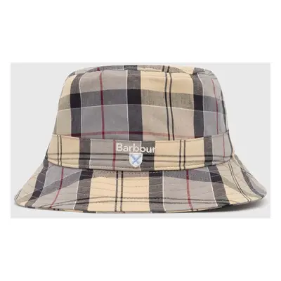 Bavlněná čepice Barbour Tartan Bucket Hat béžová barva, MHA0618