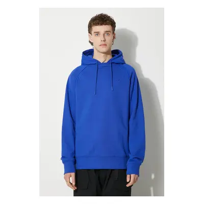 Bavlněná mikina adidas Originals pánská, s kapucí, hladká, HR5456-blue