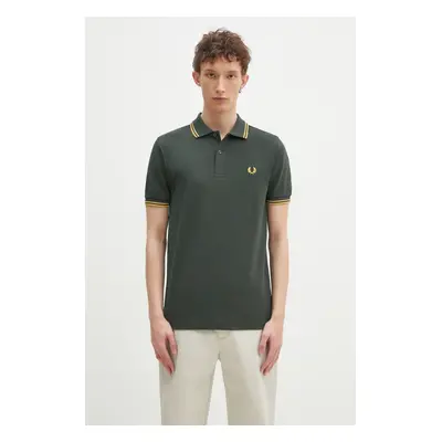 Bavlněné polo tričko Fred Perry zelená barva, s aplikací, M3600.Y22