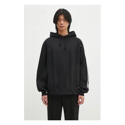 Mikina Y-3 Cut Line Hoodie pánská, černá barva, s kapucí, hladká, JN7131