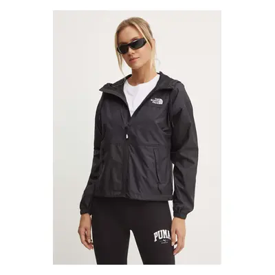 Bunda The North Face Sheru Jacket dámská, černá barva, přechodná, oversize, NF0A4C9H4H01