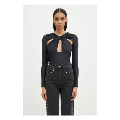 Body Coperni Twisted Cut-Out Jersey Bodysuit dámské, černá barva, COPJS19545C