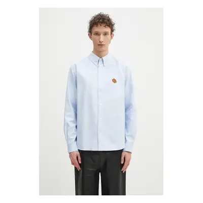 Bavlněná košile Kenzo modrá barva, relaxed, s límečkem button-down, FF55CH4109LO.64