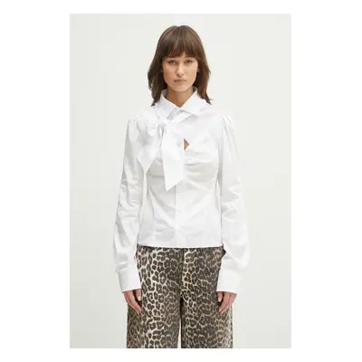 Košile Ottolinger Deconstructed Lavalliere Blouse dámská, bílá barva, slim, s klasickým límcem, 