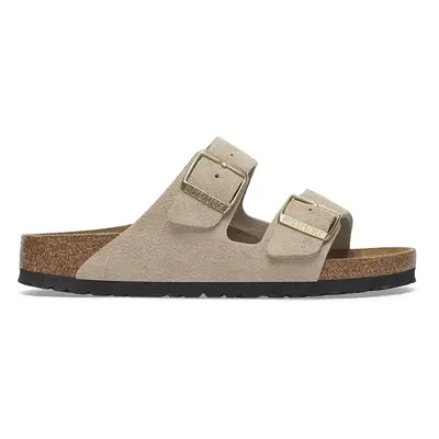 Semišové pantofle Birkenstock Arizona dámské, béžová barva, 1029260