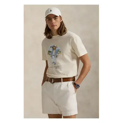 Bavlněné tričko Polo Ralph Lauren bílá barva, s potiskem, 710969630