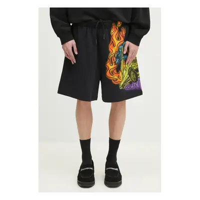 Bavlněné šortky Marcelo Burlon County Flame Comfy Sweatshort Black Red pánské, černá barva, CMCI