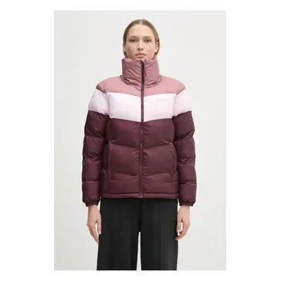 Bunda Columbia Puffect Colorblock dámská, vínová barva, zimní, 2088481