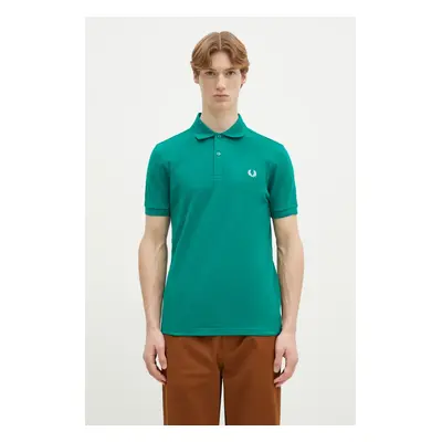 Bavlněné polo tričko Fred Perry zelená barva, M6000.Y37