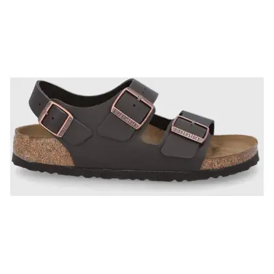 Kožené sandály Birkenstock Milano dámské, hnědá barva, 34103