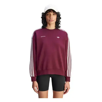 Mikina adidas Originals x Sporty & Rich Sweatshirt dámská, vínová barva, hladká, JN5321