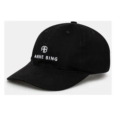 Bavlněná baseballová čepice Anine Bing Jeremy Baseball Cap černá barva, S.12.9084