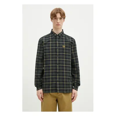 Bavlněná košile Fred Perry tmavomodrá barva, regular, s límečkem button-down, M9621.608