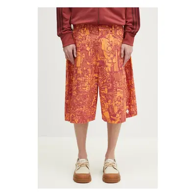 Bavlněné šortky Marcelo Burlon Aop Mech Pajama Shorts Orange Burgundy pánské, oranžová barva, CM