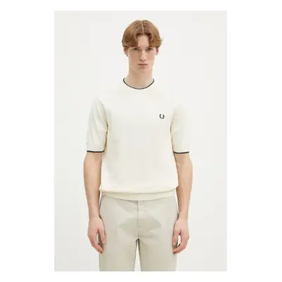 Bavlněné tričko Fred Perry béžová barva, K7642.S64