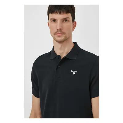 Bavlněné polo tričko Barbour černá barva, MML0358