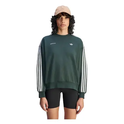 Mikina adidas Originals x Sporty & Rich Sweatshirt dámská, zelená barva, hladká, JN5320