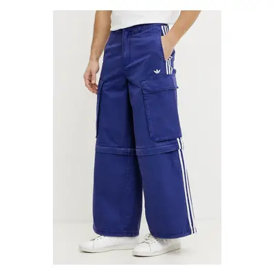 Bavlněné kalhoty adidas Originals CARGO PANTS pánské, fialová barva, jednoduché, JY6294