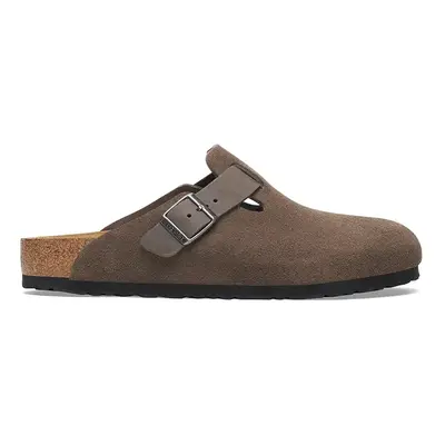 Semišové pantofle Birkenstock Boston pánské, zelená barva, 1029210