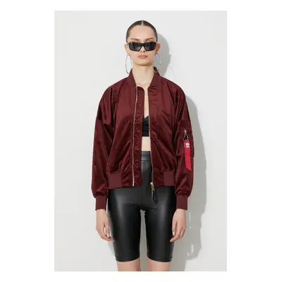 Bomber bunda Alpha Industries MA-1 OS Velvet LW Wmn 106002 184 vínová barva, přechodná