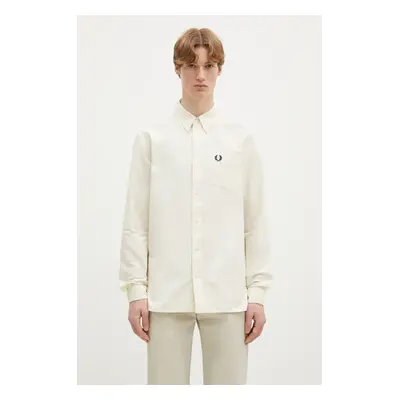 Bavlněná košile Fred Perry béžová barva, regular, s límečkem button-down, M5516.F79