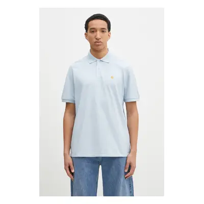 Bavlněné polo tričko Carhartt WIP S/S Chase Pique Polo modrá barva, I023807.2VLXX