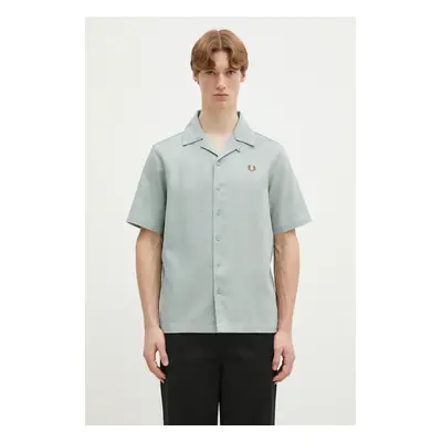 Bavlněná košile Fred Perry tyrkysová barva, relaxed, M7774.X06