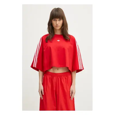 Bavlněné tričko adidas Originals BOXY TEE červená barva, JY8885