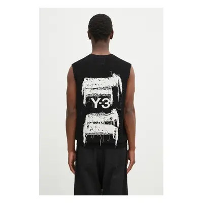 Svetr Y-3 Graphic Knit Vest pánský, černá barva, lehký, JN4874