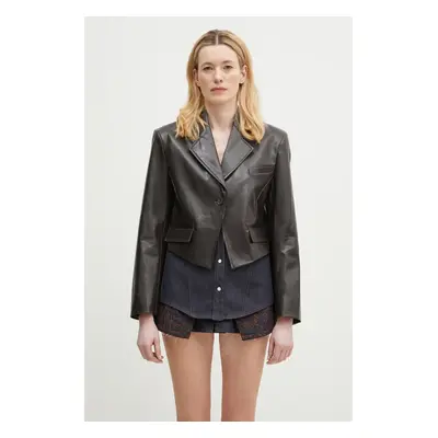 Sako Andersson Bell Hybrid Faux-Leather Blazer hnědá barva, awa683w