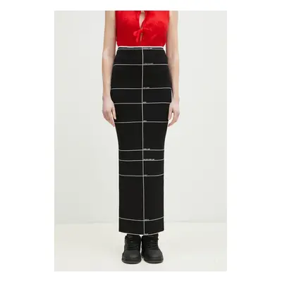 Sukně VETEMENTS Knitted Maxi černá barva, maxi, pouzdrová, WA66KN120X