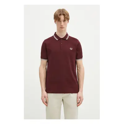 Bavlněné polo tričko Fred Perry vínová barva, M3600.597