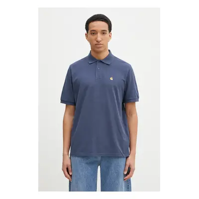 Bavlněné polo tričko Carhartt WIP S/S Chase Pique Polo modrá barva, I023807.2Q8XX