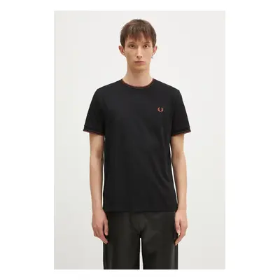 Bavlněné tričko Fred Perry Twin Tipped T-Shirt černá barva, M1588.W68