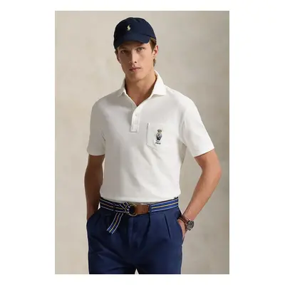 Bavlněné polo tričko Polo Ralph Lauren bílá barva, 710963818