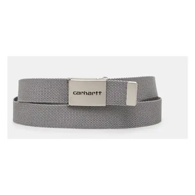 Pásek Carhartt WIP Clip Belt Chrome šedá barva, I019176.2LRXX