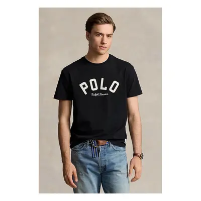 Bavlněné tričko Polo Ralph Lauren černá barva, s aplikací, 710952043