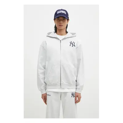 Bavlněná mikina Sporty & Rich Yankees Serif Zip šedá barva, s kapucí, s potiskem, ST067505631GY0