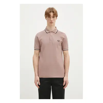 Bavlněné polo tričko Fred Perry růžová barva, s aplikací, M3600.Y34