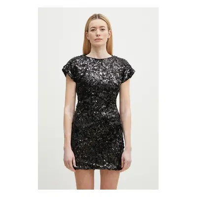 Šaty GANNI Velvet Sequins Mini černá barva, mini, T4045