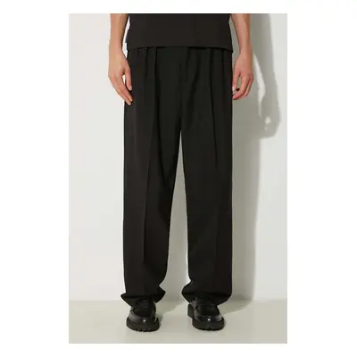 Vlněné kalhoty Kenzo Pleated Tailored Pant černá barva, ve střihu chinos, FE65PA2149GE.99