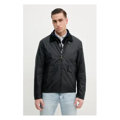 Bavlněná bunda Barbour Newbury Wax Jacket tmavomodrá barva, MWX2449